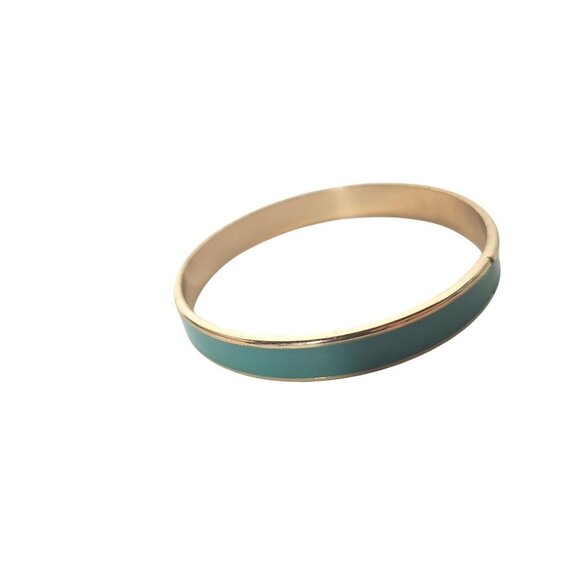 Vintage Blue Gold Tone Enamel Bangle Bracelet - Picture 1 of 4